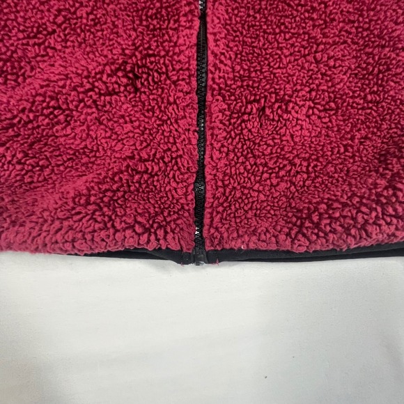 PINK‎ Victoria's Secret Sherpa Fleece Full Zip Jacket Burgundy Maroon Womens XS - Picture 4 of 8